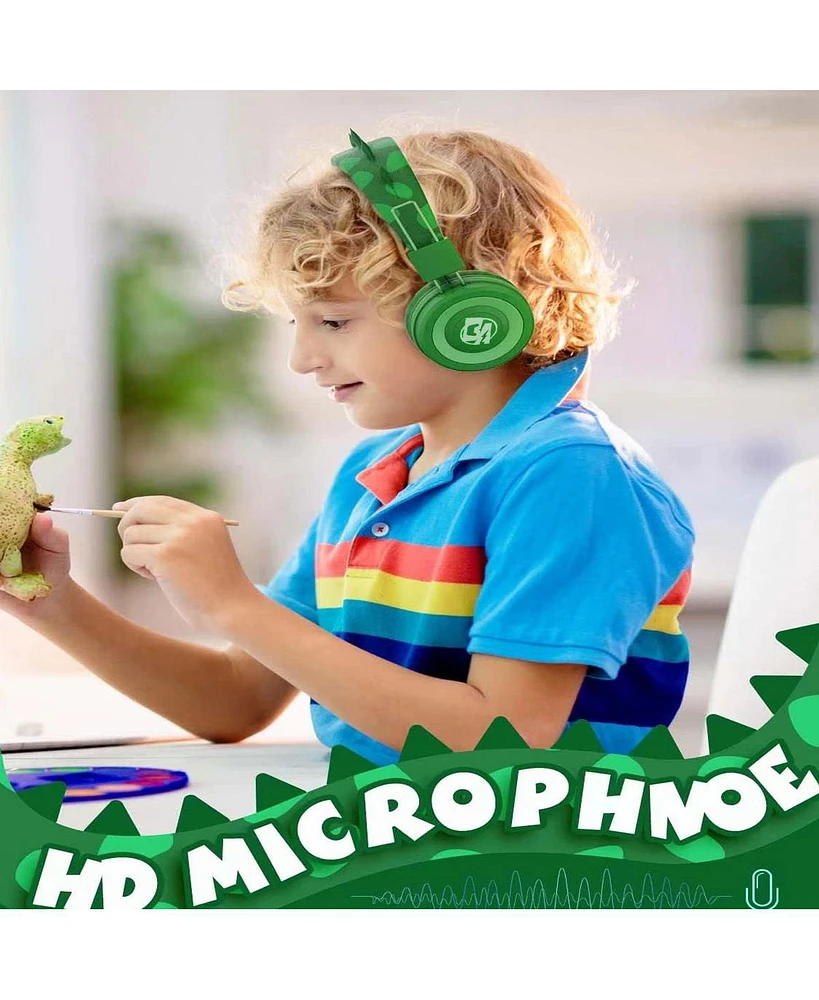 Dinosaur Kids Headphones with Microphone for School