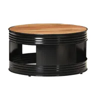 Coffee Table Black 26.8"x26.8"x14.2" Solid Acacia Wood