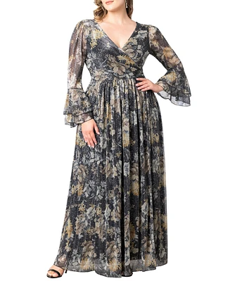 Women's Plus Size Gilded Glamour Long Sleeve Evening Gown