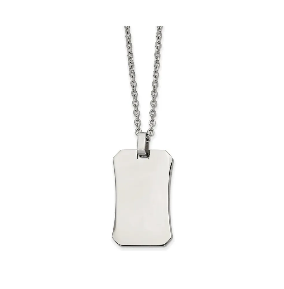 Chisel Stainless Steel Polished Dog Tag on a Cable Chain Necklace