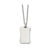 Chisel Stainless Steel Polished Dog Tag on a Cable Chain Necklace