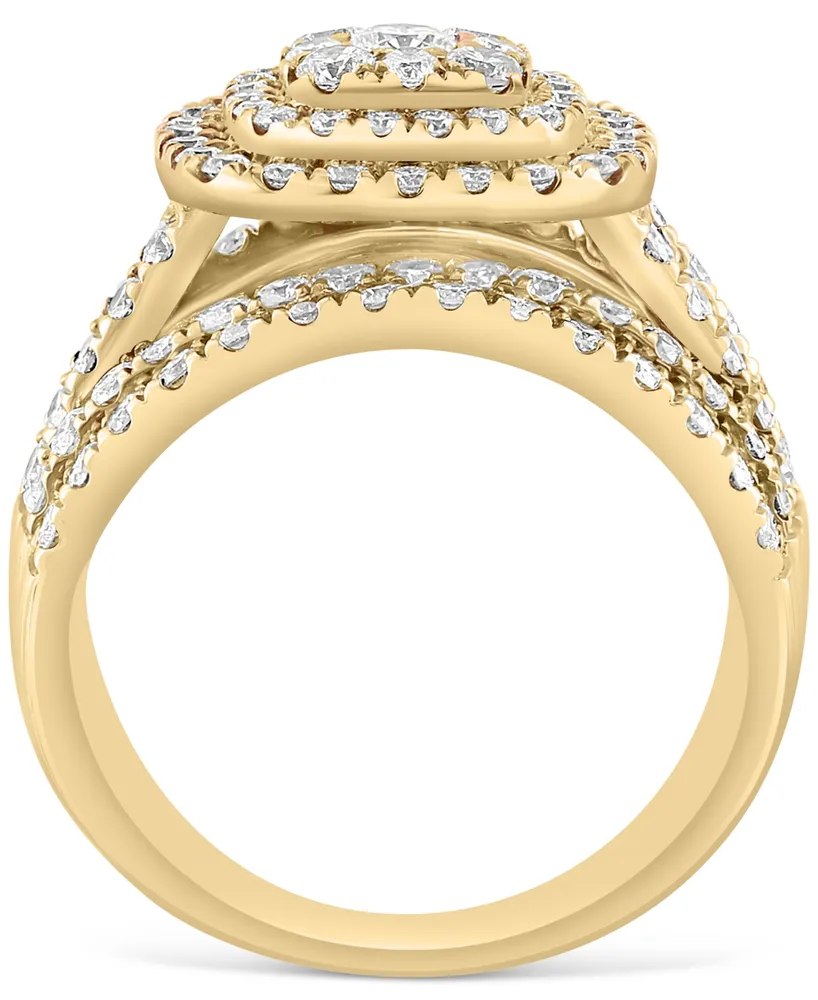 Effy Diamond Princess Shaped Halo Cluster Ring (2-1/2 ct. t.w.) in 14k Gold