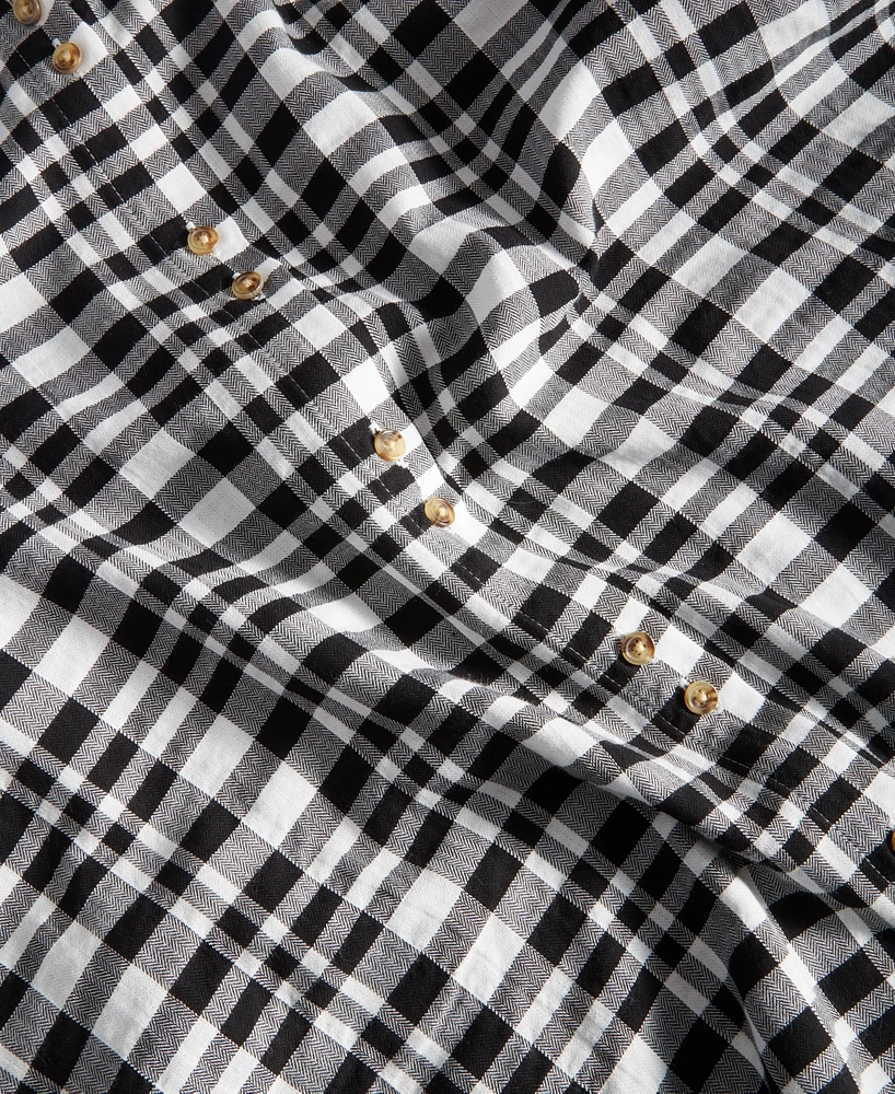 On 34th Women's Plaid Pleated-Sleeve Shirt, Created for Macy's
