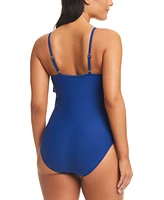 Beyond Control Women's Solid Citizen Tiered One-Piece Swimsuit