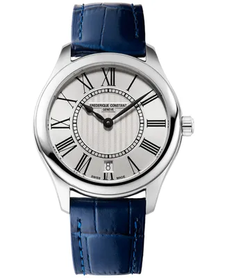 Frederique Constant Women's Swiss Classics Navy Leather Strap Watch 36mm