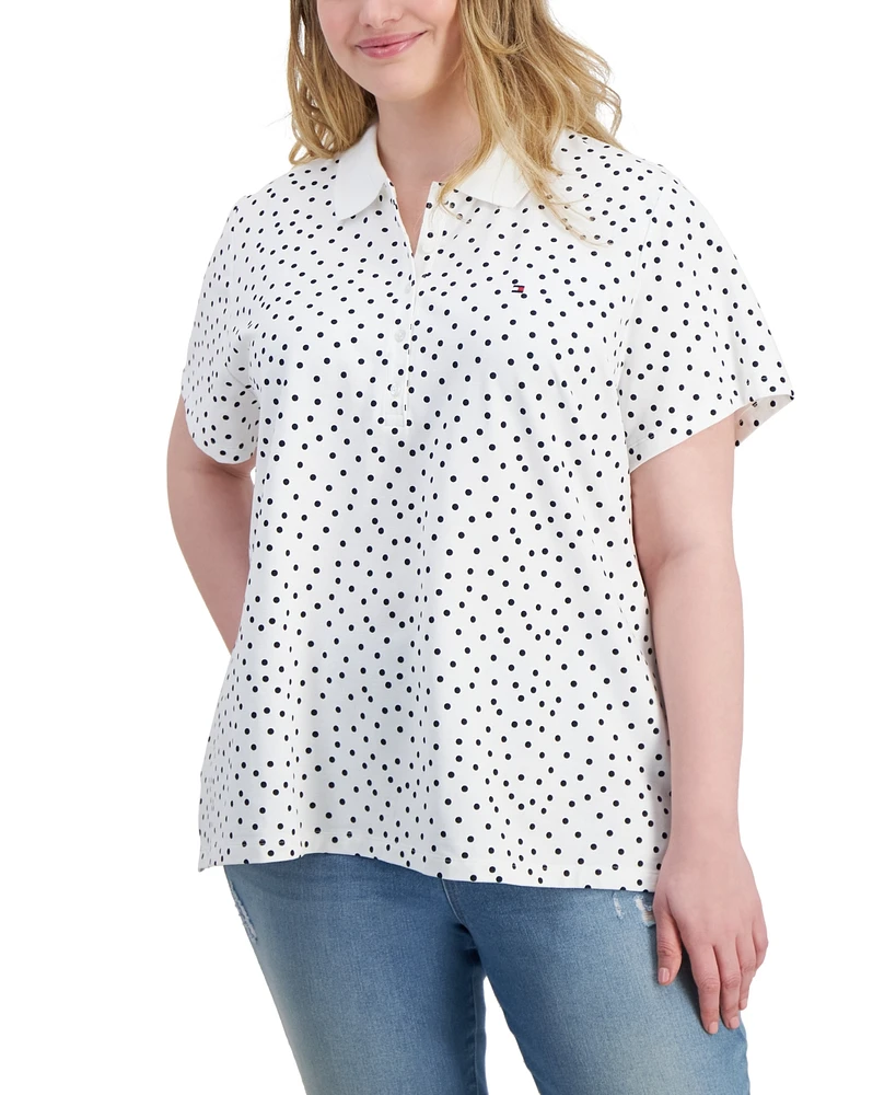 Tommy Hilfiger Plus Size Printed Dots Polo Shirt