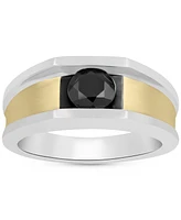 Men's Black Diamond Concave Ring (1-1/2 ct. t.w.) in Sterling Silver & 14k Gold-Plate