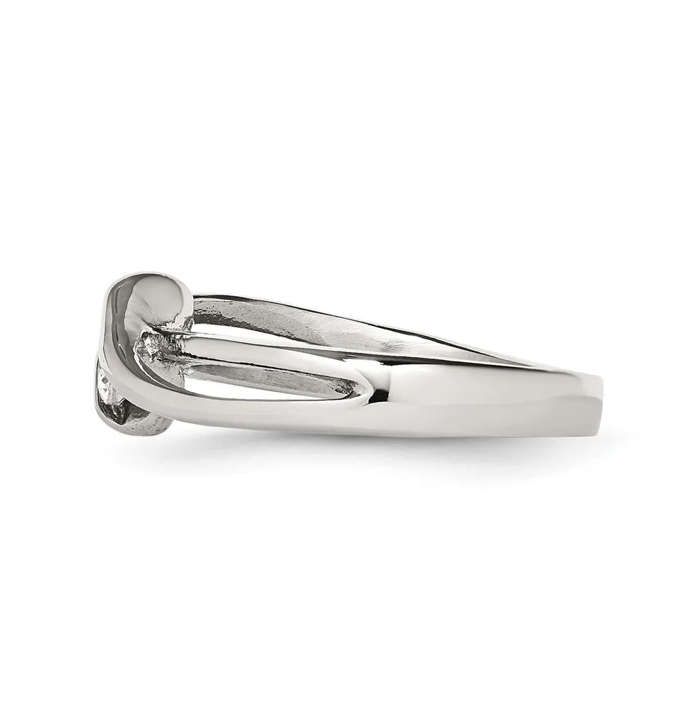 Chisel Stainless Steel Polished Twist with Round Cz Ring
