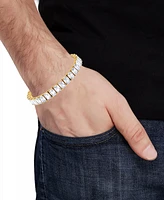 Blackjack Men's Cubic Zirconia Baguette Tennis Bracelet Stainless Steel