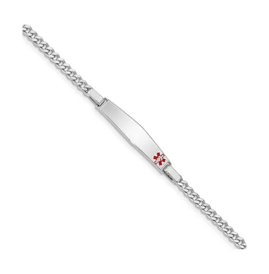Sterling Silver Rhodium-plated Medical Id Bracelet w/Curb Link