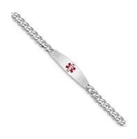 Sterling Silver Rhodium-plated Medical Id Bracelet w/Curb Link