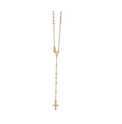 14k Yellow Gold Polished Beaded Rosary Pendant Necklace 16"