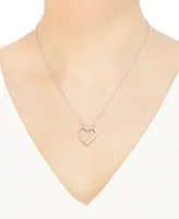Diamond Heart Pendant Necklace (1 ct. t.w.) in 14k White Gold, 16" + 2" extender