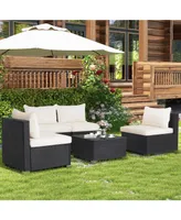 5 Pieces Outdoor Patio Furniture Set with Cushions and Coffee Table