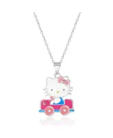 Hello Kitty Sanrio Enamel and Pink Cyrstal Car 3D Pendant, 16+ 2'' Chain