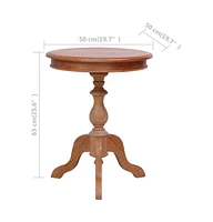 Side Table Natural 19.7"x19.7"x25.6" Solid Mahogany Wood
