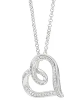 Diamond Swirl Heart Pendant Necklace (1/4 ct. t.w.) in Sterling Silver, 16" + 2" extender