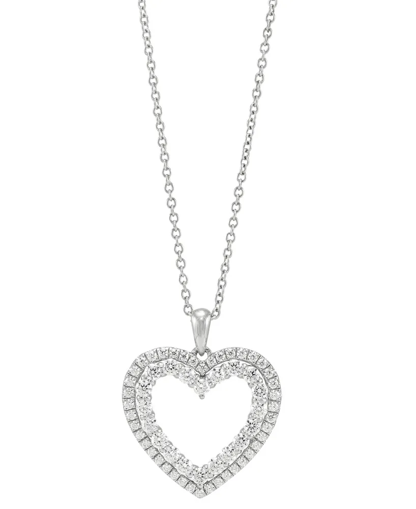 Diamond Double Heart Pendant Necklace (1 ct. t.w.) in 14k White Gold, 16" + 2" extender