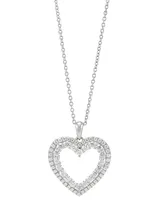 Diamond Double Heart Pendant Necklace (1 ct. t.w.) in 14k White Gold, 16" + 2" extender