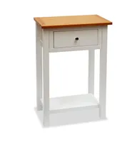 End Table 19.7"x12.6"x29.5" Solid Oak Wood