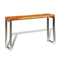 Solid Sheesham Wood Console Table with Steel Leg