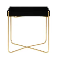 Side Table Black and Gold 15"x15"x15.2" Mdf