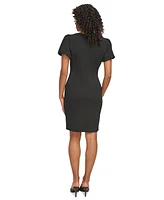 Dkny Petite Puff-Sleeve Side-Ruched Dress