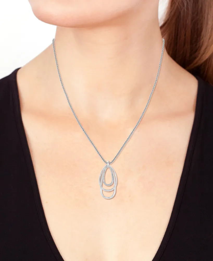 Effy Diamond Multi Orbital 18" Pendant Necklace (1/4 ct. t.w.) in Sterling Silver