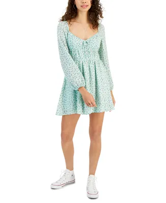 Kingston Grey Juniors' Sweetheart-Neck Smocked Dress