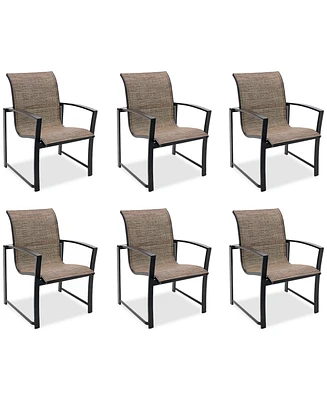 Wythburn Mix and Match Sleek Sling Outdoor Dining Chairs, Set of 6, Created for Macy's