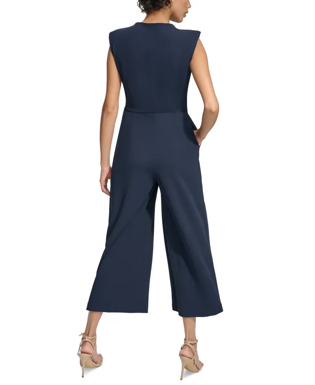 Calvin Klein Women's Tie-Waist Tulip-Sleeve Jumpsuit - Macy's