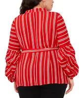 Vince Camuto Plus Striped Belted Blouse