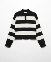 Mango Women's Striped Polo-Neck Sweater