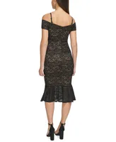 Guess Women's Lace Off-The-Shoulder Midi Dress