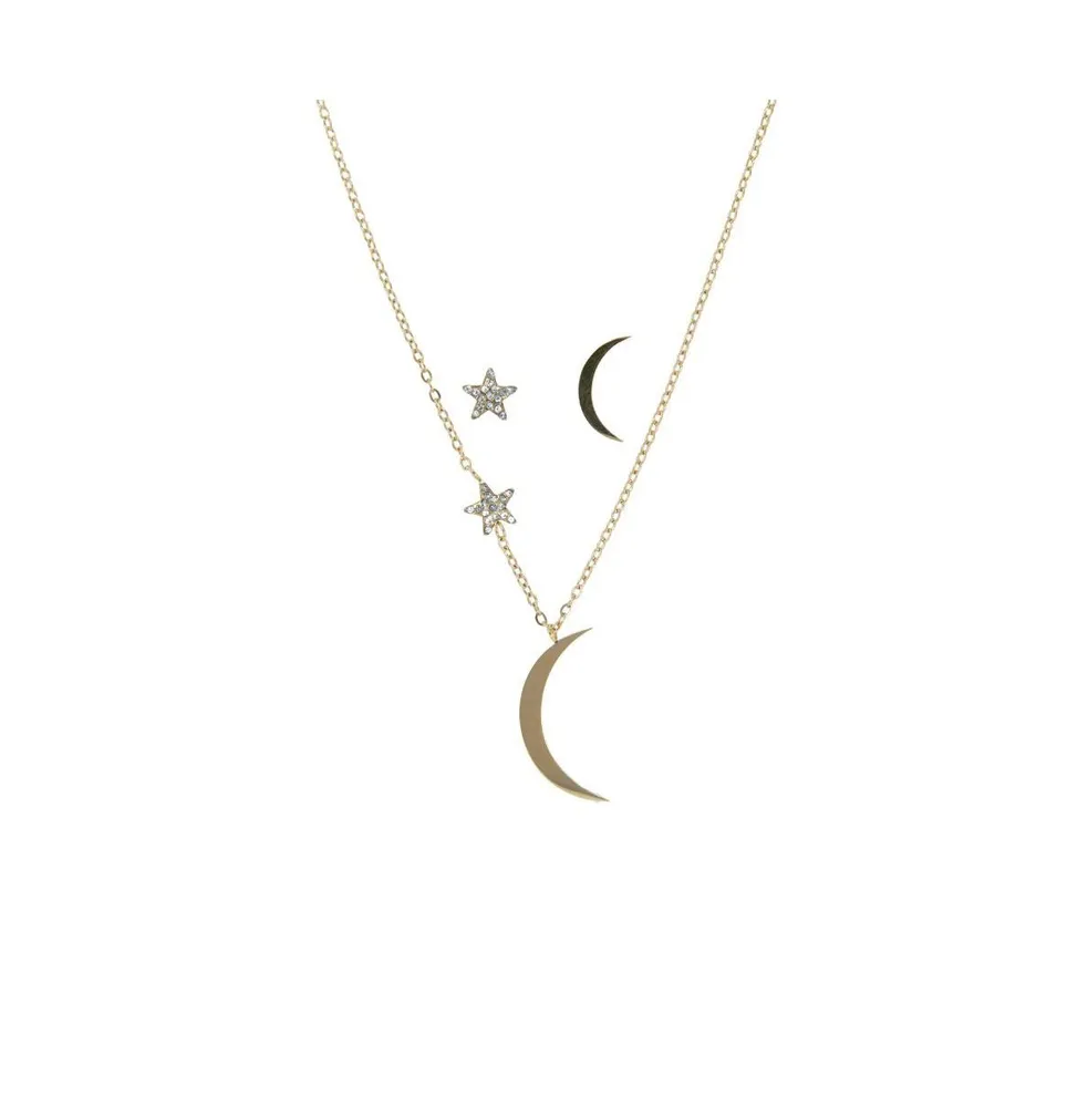 316L Minimalist Gold/Silver Tone Star & Moon Necklace and Earring Set