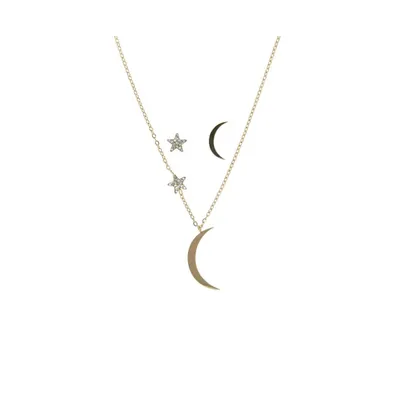 316L Minimalist Gold/Silver Tone Star & Moon Necklace and Earring Set