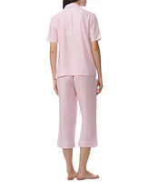 Splendid Women's 2-Pc. Notched-Collar Cropped Pajamas Set