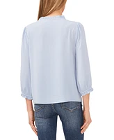 CeCe Women's Ruffled Button Front 3/4-Sleeve Blouse