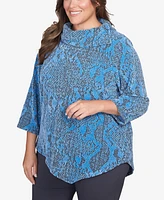 Ruby Rd. Plus Size Chenille Snakeskin Print Jacquard Top