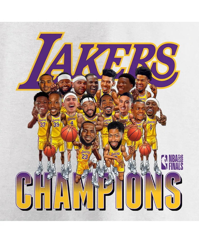 Men's Fanatics White Los Angeles Lakers 2020 Nba Finals Champions Team Caricature T-shirt