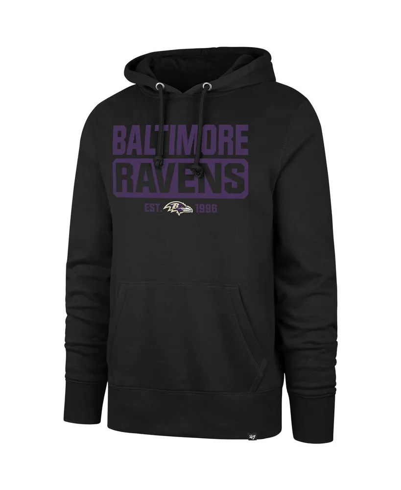 Men's '47 Brand Black Baltimore Ravens Box Out Headline Pullover Hoodie