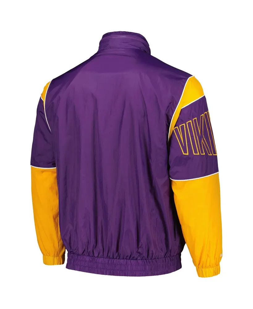 Men's Mitchell & Ness Purple Distressed Minnesota Vikings 1992 Sideline Full-Zip Jacket