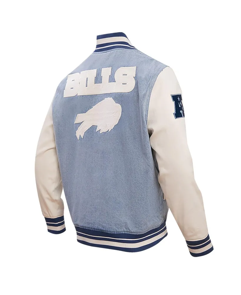 Men's Pro Standard Denim Distressed Buffalo Bills Varsity Blues Full-Snap Jacket