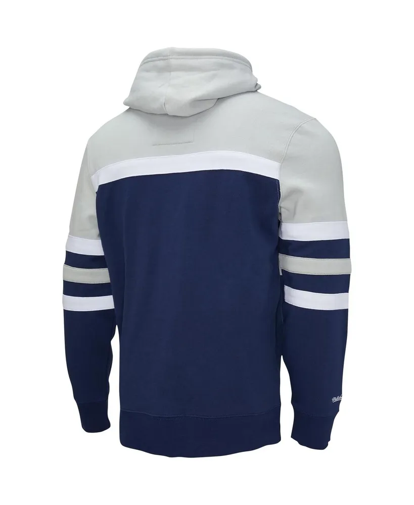 Men's Mitchell & Ness Gray, Navy Dallas Cowboys Big and Tall Head Coach Pullover Hoodie