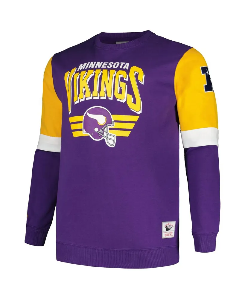 Men's Mitchell & Ness Purple Minnesota Vikings Big and Tall Fleece Pullover Sweatshirt