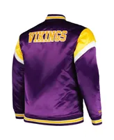 Men's Mitchell & Ness Purple Distressed Minnesota Vikings Big and Tall Satin Full-Snap Jacket