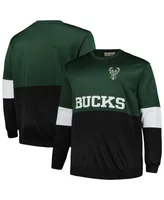 Men's Fanatics Hunter Green, Black Milwaukee Bucks Big and Tall Split Pullover Sweatshirt