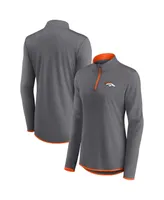 Women's Fanatics Gray Denver Broncos Corner Long Sleeve 1/4 Zip Top