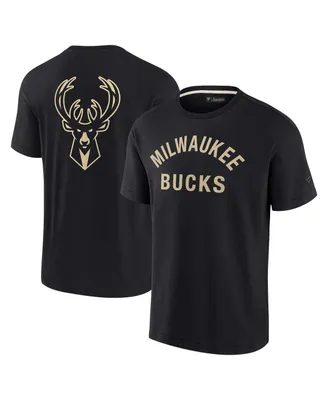 Men's and Women's Fanatics Signature Black Milwaukee Bucks Super Soft T-shirt