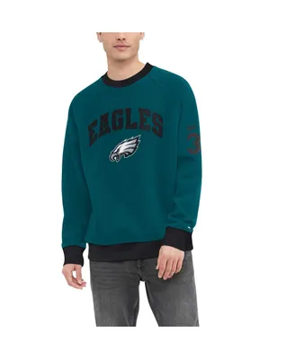 Men's Tommy Hilfiger Midnight Green Philadelphia Eagles Reese Raglan Tri-Blend Pullover Sweatshirt